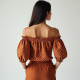 Terracotta Polka Dot Off-Shoulder Blouse