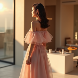Classic Off-Shoulder Organza Cocktail Dress