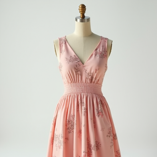 Pastel Pink Floral Print Backless Tea Dress