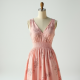 Pastel Pink Floral Print Backless Tea Dress