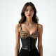 Korean Chic Animal Print Cowl Neck Corset Top