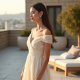 Classic Off-Shoulder Organza Wrap Front Skirt