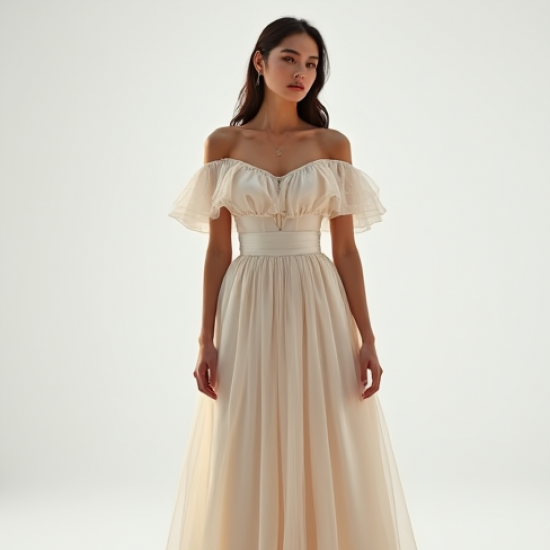 Classic Off-Shoulder Organza Cocktail Dress
