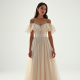 Classic Off-Shoulder Organza Cocktail Dress
