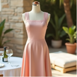 Pastel Pink Square Neck Satin Sundress