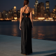 Midnight Black Animal Print Cut-Out Maxi Dress