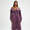 Lavender Off-Shoulder Velvet Trench Coat