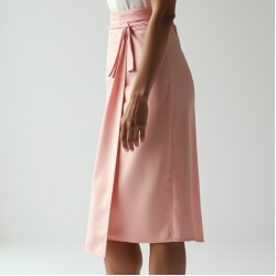 Pastel Pink Solid Color Wrap Front Satin Slip Skirt