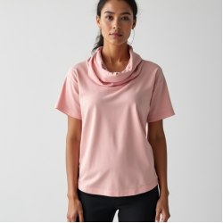 Pastel Pink Abstract Print Cowl Neck Graphic Tee