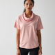 Pastel Pink Abstract Print Cowl Neck Graphic Tee