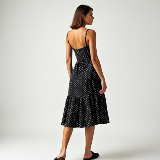 Vintage Polka Dot Tea Length Satin Slip Skirt