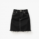 Midnight Black Animal Print Cut-Out Denim Mini Skirt