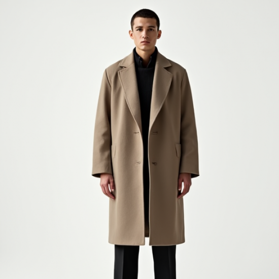 Minimalist Linen Column Wool Longline Coat