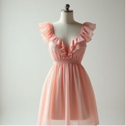 Pastel Pink Ruffled Organza Babydoll Dress