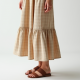 Oatmeal Gingham Smocked Tiered Boho Skirt