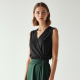 Classic Solid Color Wrap Front Satin Slip Skirt