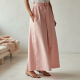 Pastel Pink Jacquard Belted Satin Slip Skirt