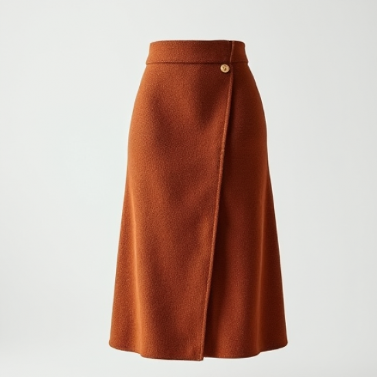 Terracotta Tweed V-Neck Wrap Front Skirt