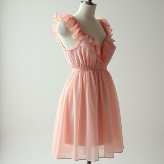Pastel Pink Ruffled Organza Babydoll Dress