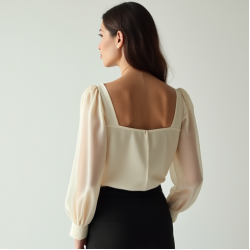 Minimalist Organza Square Neck Blouse