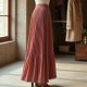 Dusty Rose Cut-Out Tweed Pleated Maxi Skirt