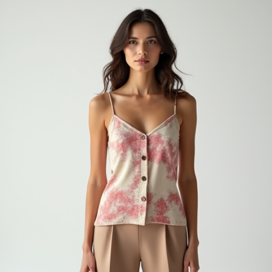 Romantic Abstract Print Button-Down Camisole