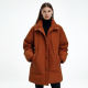 Terracotta Houndstooth Puff Sleeve Puffer Coat