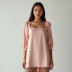 Pastel Pink Square Neck Satin Tunic
