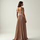 Minimalist Solid Color Off-Shoulder Pleated Maxi Skirt