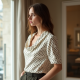 Vintage Polka Dot Cowl Neck Top