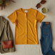 Mustard Yellow Double-Breasted Chiffon Graphic Tee