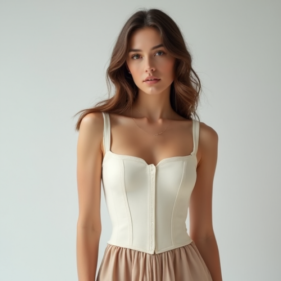 Preppy Square Neck Organza Corset Top