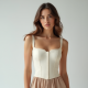 Preppy Square Neck Organza Corset Top