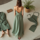 Sage Green Organza Split Thigh Satin Slip Skirt