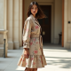Boho Floral Print Tiered Trench Coat