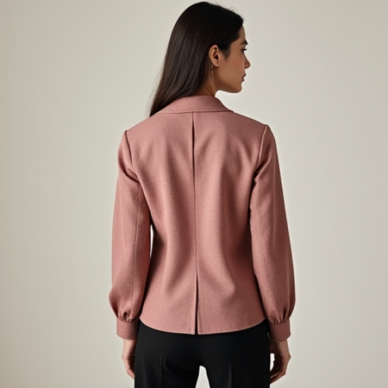 Dusty Rose Cut-Out Tweed Blouse