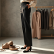 Korean Chic Solid Color Ruffled Tailored Suit Pants