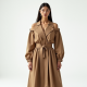 Oatmeal Chiffon Off-Shoulder Trench Coat
