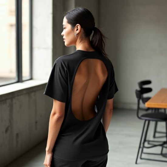 Modern Urban Striped Backless Graphic Tee