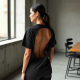 Modern Urban Striped Backless Graphic Tee