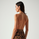 Romantic Animal Print Backless Pleated Maxi Skirt