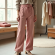 Pastel Pink Cashmere Blend Belted Cargo Pants