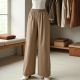 Minimalist Linen Column Wide-Leg Pants