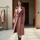 Dusty Rose Cut-Out Tweed Trench Coat