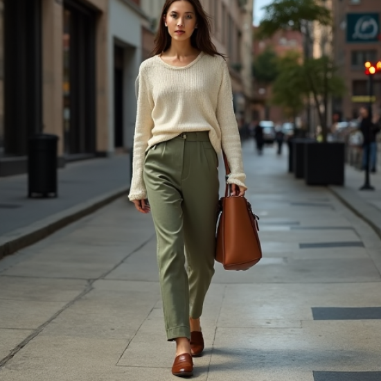 Sage Green Linen Blend V-Neck Trench Coat