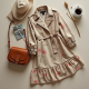 Boho Floral Print Tiered Trench Coat