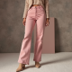 Pastel Pink Tiered Velvet Straight Jeans
