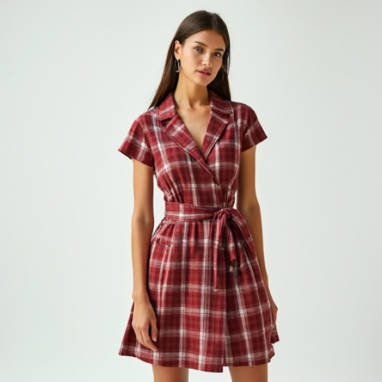 Retro Plaid Double-Breasted Sundress
