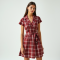 Retro Plaid Double-Breasted Sundress