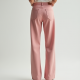 Pastel Pink Cotton Poplin Cut-Out Straight Jeans
